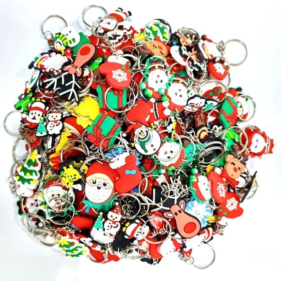 🔴 5 for $10 ONE Holiday Festive Christmas Candy Cane Ring Key Chain - Picture 2 of 6